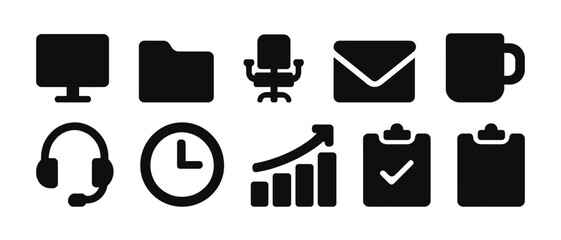 Business and office icons: communication, organization, productivity