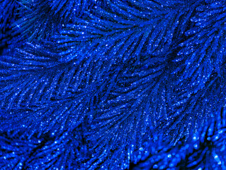 Blue Glitter Sequin Fabric Sparkle Texture Shimmering Background for Party Celebration Decoration. New Year Backgrounds