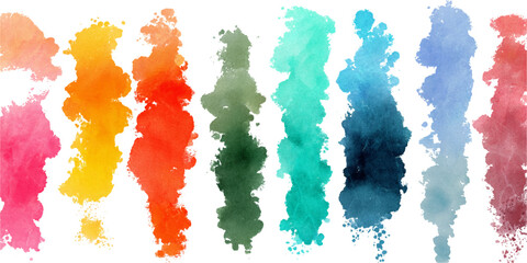 Vector Colorful Watercolor set and Backdrop background texture. Modern Collection Pastel Watercolor Art, Creative Brush Strokes Design.