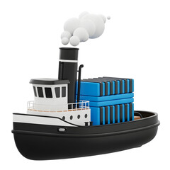 Tugboat isolated on transparent background