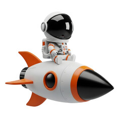 Astronaut on rocket isolated on transparent background