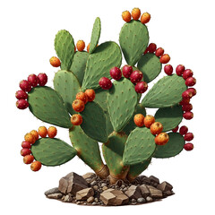 Prickly pear cactus isolated on transparent background