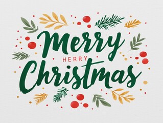 Obraz premium Colorful Merry Christmas greeting with festive decorative elements