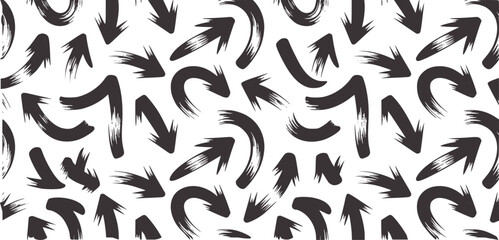 Dark gray hand drawn arrows pattern on white background