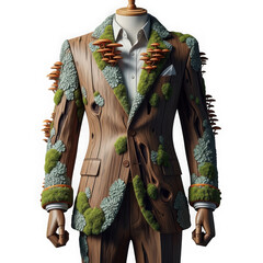 Unique suit adorned with natural elements and greenery