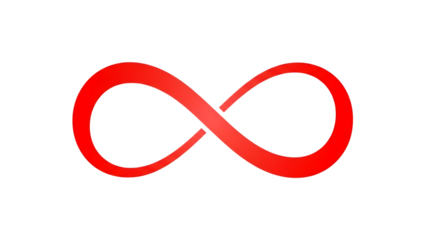 Bright Red Gradient Infinity Symbol on a Black Background graphic design isolated on a transparent background