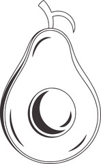 Outline of a halved avocado with pit fruit food