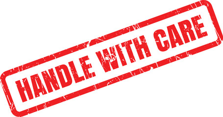 Red Handle with Care rectangular stamp conveys a strong and important message clearly
