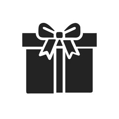 Gift icon silhouette. Black present logo isolated on a white background. Vector illustration