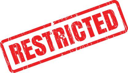 A red, grunge RESTRICTED rubber stamp is angled on a clean, transparent background