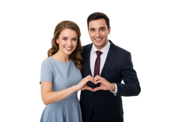 Smiling couple making heart gesture to promote heart health charity fundraising and donor engagement for non profit organizations, healthcare foundations and social responsibility messages