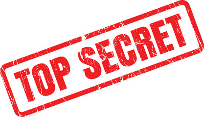 Red top secret stamp with distress effect is visible over transparent background
