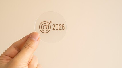 Hand holding transparent circle with 2026 year and target icon, business goal concept, Strategic Planning, Business Growth, Future Vision, Financial Forecasting