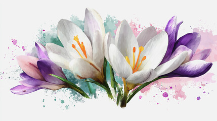 Naklejka premium watercolor painting of Elegant wedding invitation card background vector. Minimal hand painted watercolor botanical Lilly flowers texture template background. Design for wedding, vip cover, poster,