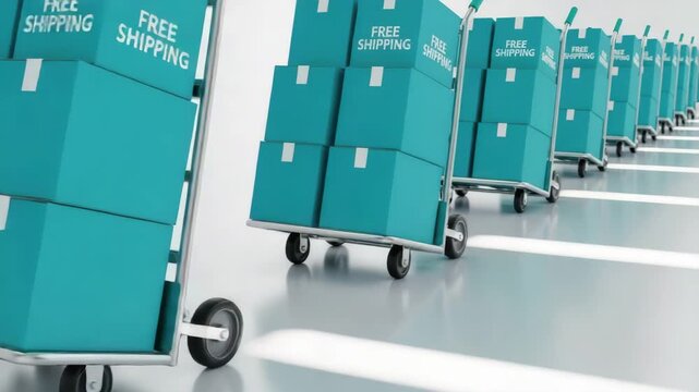 Free shipping boxes on hand trucks for efficient delivery system