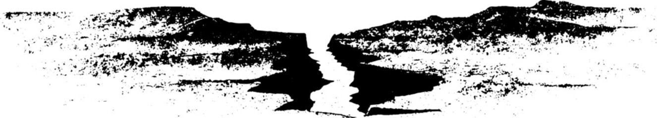 Fototapeta premium Black and white stencil illustration of deep desert sand fracture for design and art projects