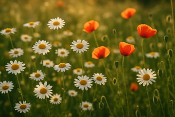 Daisies with poppy flowers