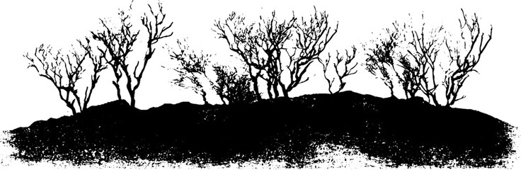 Obraz premium Black and white stencil of dense undergrowth for urban art design