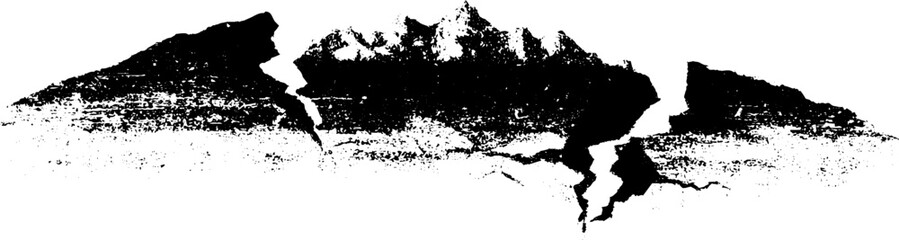 Obraz premium Black and white cracked earth stencil illustration for urban art design