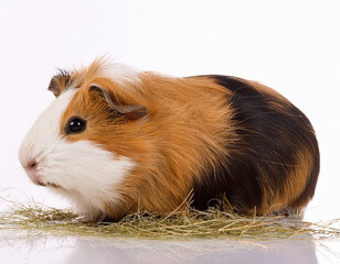Guinea pig hay bundle, white background.