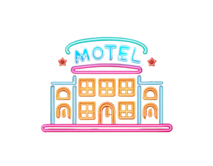 Motel neon sign icon, PNG