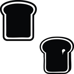 Simple black and white icon illustration of two bread slices Vector