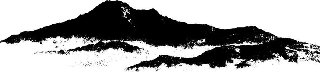 Fototapeta premium Minimalist black and white hills stencil art for urban design projects