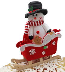 le bonhomme de neige dans son traineau