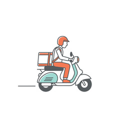 Delivery person riding scooter for fast shipping service