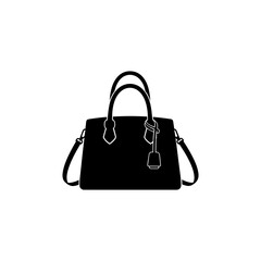 Black women's classic elegant handbag with strap silhouette