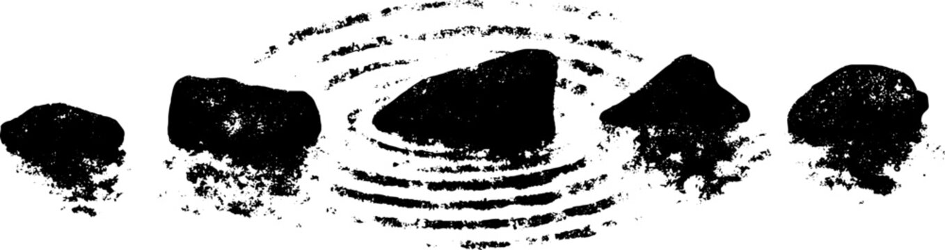 Monochrome stencil illustration of heavy water ripples with rock pattern for urban art design