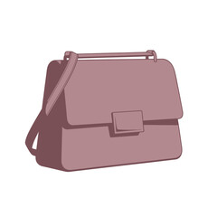 Stylish pink women's handbag with shoulder strap illustration
