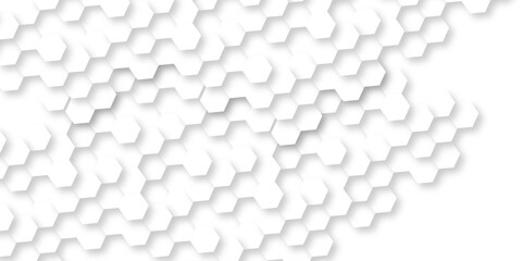 Abstract white hexagon concept background. Seamless bright white abstract honeycomb. Technology for design element vector abstract background.	