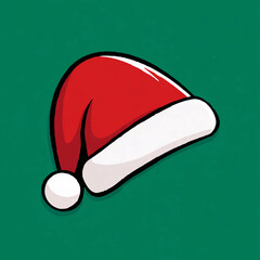 Santa hat resting on a green background for the festive season

