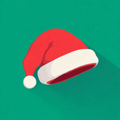 Santa hat resting on a green background for the festive season

