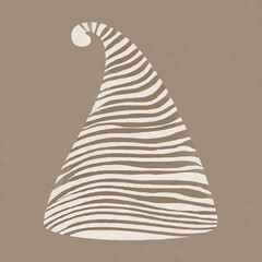 Beanie Hat Line Art Illustration on Beige Background

