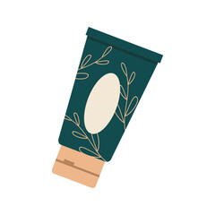 Cosmetic products and beauty care items in soft pastel illustrations