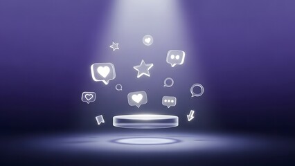 Social Media Engagement Stage Likes, Comments & Shares Spotlight