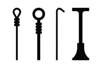 Collection of four black silhouette medical and laboratory tools