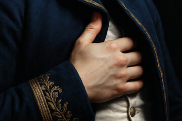 Detail of Napoleon Bonaparte's hand.
