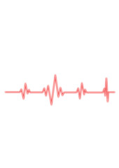 Red Heartbeat Line On White Background abstract cardiology isolated on a transparent background