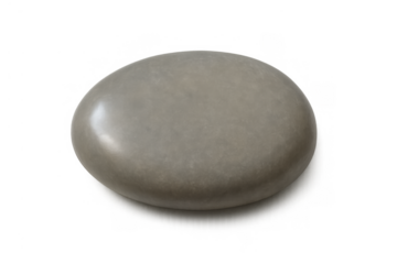 Smooth grey river stone isolated on transparent background, representing natural balance, relaxation, and wellness