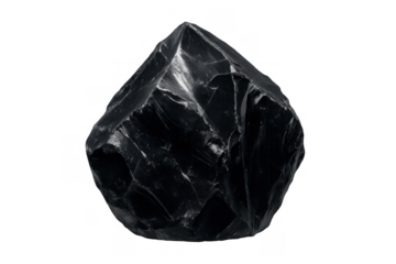 Obsidian rock presenting a rough, dark, and glossy texture, perfect for geology, minerology, or natural science themes