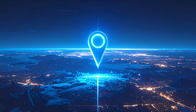 Digital Location Visualization - Futuristic Cityscape Navigation. - Powered by Adobe
