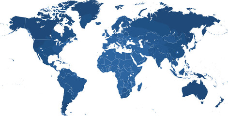 Digital Global Network Map: Blue World Map Showing Central Connections and Geographic Data Nodes © Masud Crafts