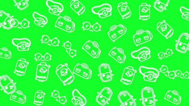 Aboriginal patterninspired green travel icon with repeated white sketches suitable for travel websites, cultural blogs, and educational materials.