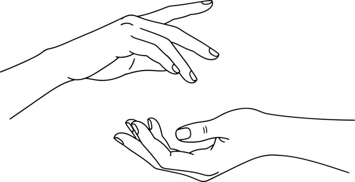 Two Hands Reaching Out Line Art open gesture