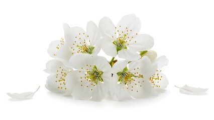 White Cherry Blossoms in Semi-Circle on White Background – Spring Floral Elegance and Nature Detail