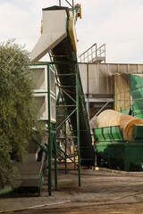 Machinery for olive processing in an olive oil mill