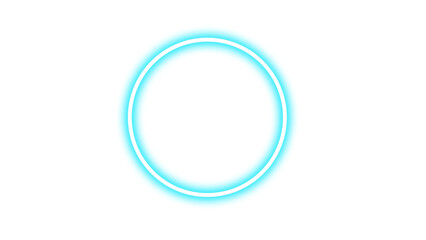 A minimalist abstract design presents a vibrant cyan circle with a white outline.